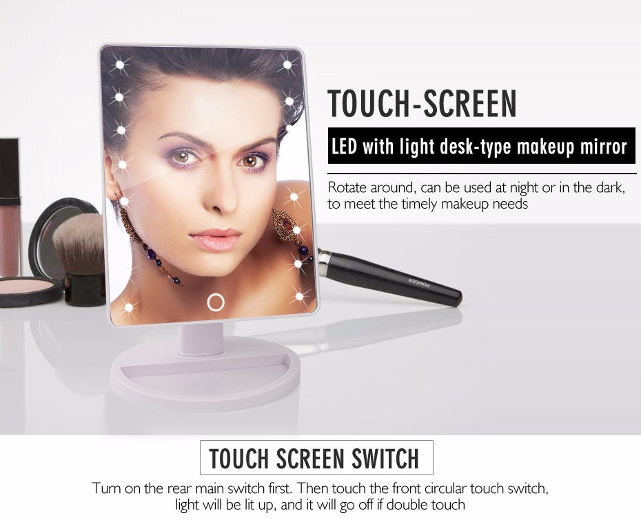 22 LED Lights Touch Screen Makeup Mirror