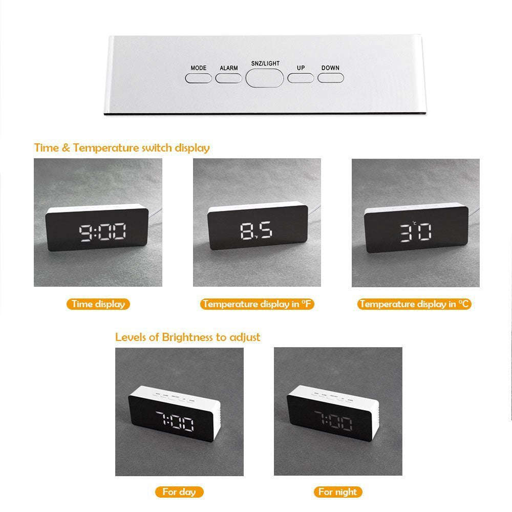 LED Mirror Alarm Clock