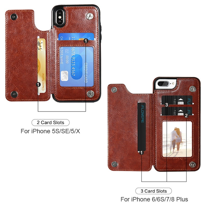 Retro Leather Phone Case and Card Holder